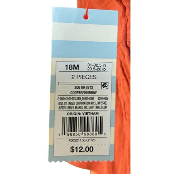 Baby Girls' 2pc Ruffle Sleeve Floral Gauze Shorts Set - Cat & Jack Rust 18M - Picture 3 of 5